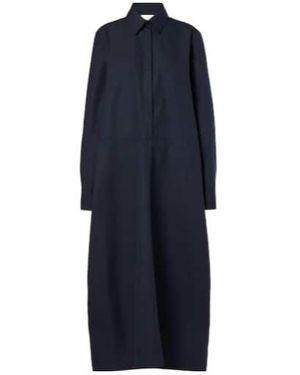 Jil Sander Gathered Cotton Poplin Shirt Dress - Blue