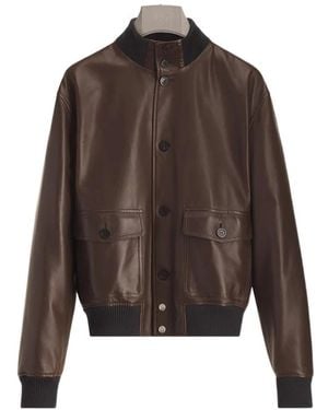 Dior Long-Sleeve Leather Jacket - Brown