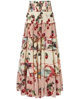 CAMILLA Notes From The Road Printed Silk Maxi Skirt - White