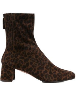 Aquazzura Saint Honore Leopard-Print Ankle Boots - Brown