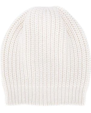 Brunello Cucinelli Knitted Turn-Up Brim Beanie - White