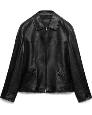 Prada Nappa Leather Blouson Jacket - Black