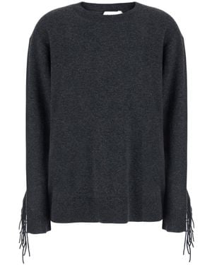 P.A.R.O.S.H. P.A.R.O..H. Fringed Back Knitted Sweater - Black