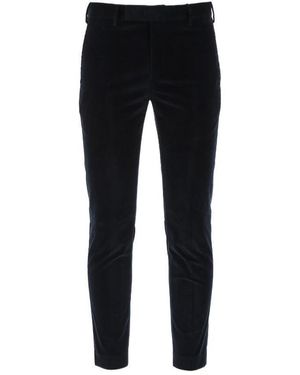PT01 Pt Torino Mid-Rise Cropped Velvet Trousers - Black