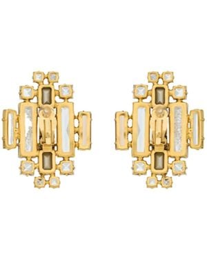 Saint Laurent Crystal Medallion Earrings - Metallic