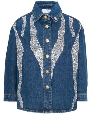 Roberto Cavalli Denim Jacket With Rhinestones - Blue