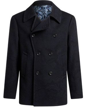 Etro Jacquard Peacoat - Blue