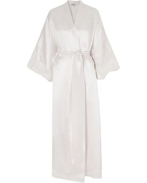 Carine Gilson Paletoned Satin Long Robe - White
