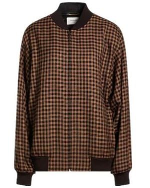 Saint Laurent Plaid Longsleeve Flight Jacket - Brown