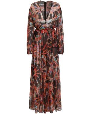Dolce & Gabbana Carretto-Print Chiffon Long Dress - Red