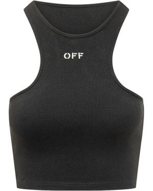 Off-White c/o Virgil Abloh Off Stamp Ribbed Rowing Top - Black