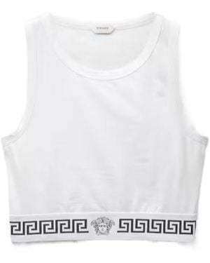 Versace Cotton-Jersey Crop Top - White