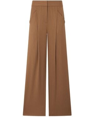 Veronica Beard Rimini Pinstriped Wide-Leg Trousers - Brown