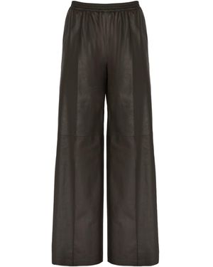 Yves Salomon Fine Lamb Leather Loose Trousers - Grey