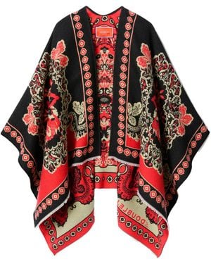 La DoubleJ Soul Floral-Print Poncho - Red