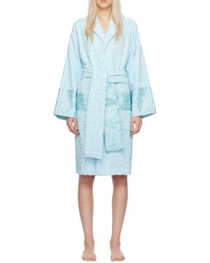 Versace I Love Baroque Belted Bathrobe - Blue