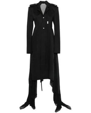 Ann Demeulemeester Sheer-Panelled Epaulette Coat - Black