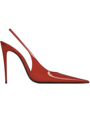 Saint Laurent Guermantes Patent-Leather Slingback Court Shoes - Red