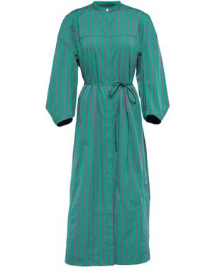 Jil Sander Striped Cotton Midi Shirt Dress - Green