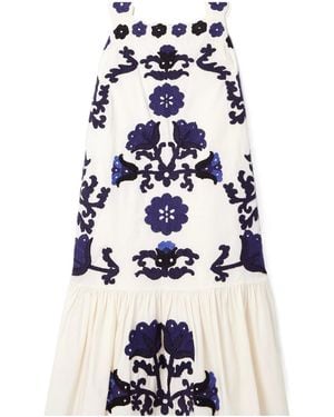 Sea Catrine Scalloped Appliquéd Cotton-Voile Midi Dress - White