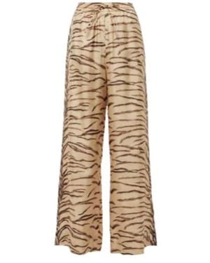 Stella McCartney Printed High-Rise Silk Wide-Leg Trousers - Natural