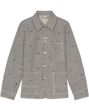 KENZO Pixel Striped Denim Workwear Jacket - Gray