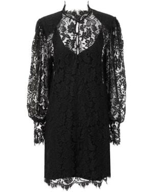 Chloé Floral-Lace High-Neck Dress - Black