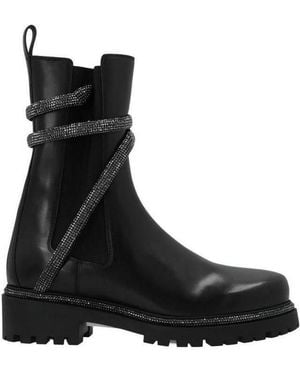 Rene Caovilla René Caovilla Embellished Round-Toe Ankle Boots - Black