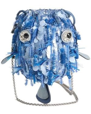 Anya Hindmarch Sequin-Embellished Shoulder Bag - Blue