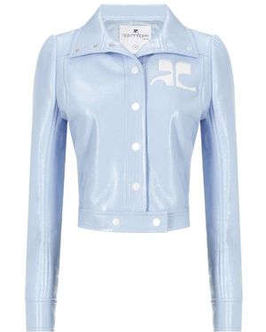 Courreges Logo-Patch Press-Stud Jacket - Blue