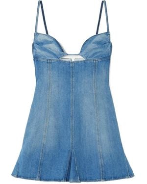 Nensi Dojaka Paneled Denim Mini Dress - Blue