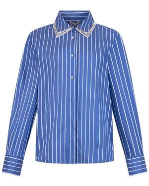 Liu Jo Pinstriped Detachable Collarn Shirt - Blue