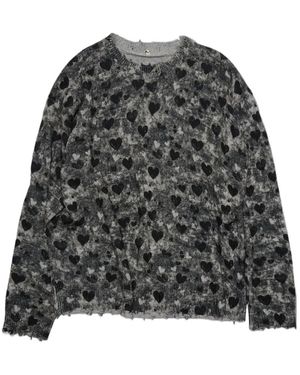 R13 Printed Boyfriend Long-Sleeved Sweater - Gray