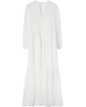 MC2 Saint Barth Sylvia Broderie-Anglaise Tiered Maxi Dress - White