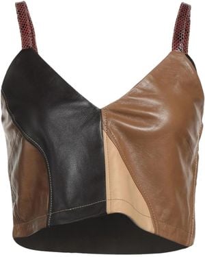Ganni Colorful Sleeveless Leather Cropped Top - Brown