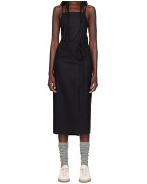 Baserange Yumi Apron Silk Midi Dress - Black