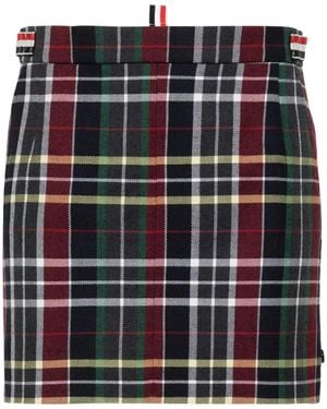 Thom Browne Rwb Stripe Detailed Checked Mini Skirt - Red
