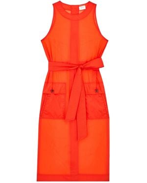 Saint Laurent Button-Back Crewneck Dress - Orange