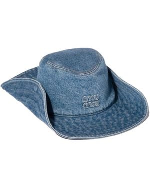 Miu Miu Washed Denim Cowboy Hat - Blue