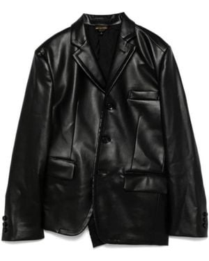 Comme des Garçons Leather Effect Blazer Jacket - Black