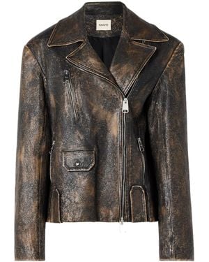 KHAITE Long-Sleeved Leather Jacket - Black