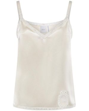 Dior Logo Trim Camisole Top - White