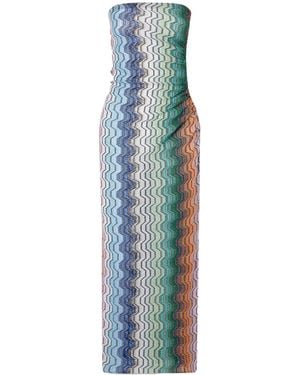 Missoni Striped Metallic Crochet-Knit Coverup - Blue