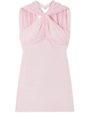 Posse Solene Ruched Chiffon And Satin-Crepe Mini Dress - Pink
