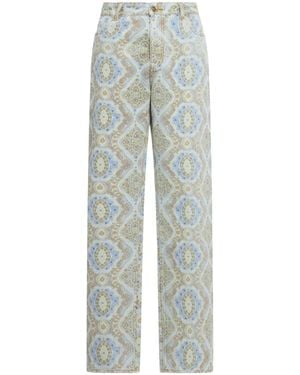 Etro Paisley-Print Straight-Leg Jeans - Grey