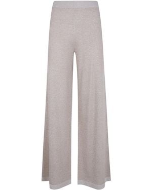D.exterior Metallic Wide-Leg Knitted Trousers - Grey