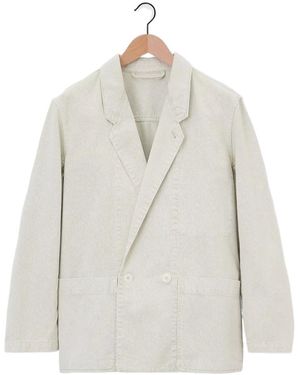 Lemaire Double-Breasted Denim Jacket - White