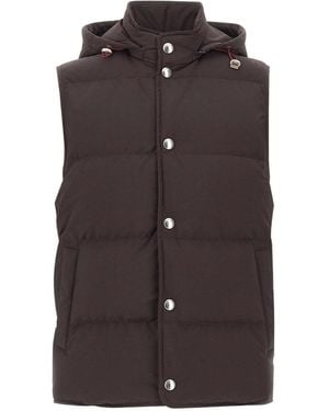 Eleventy Hooded Vest - Brown