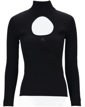 Courreges Courrèges Cut-Out Straight Hem Jumper - Black