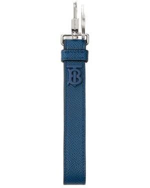 Burberry Textured Logo-Plaque Keychain - Blue